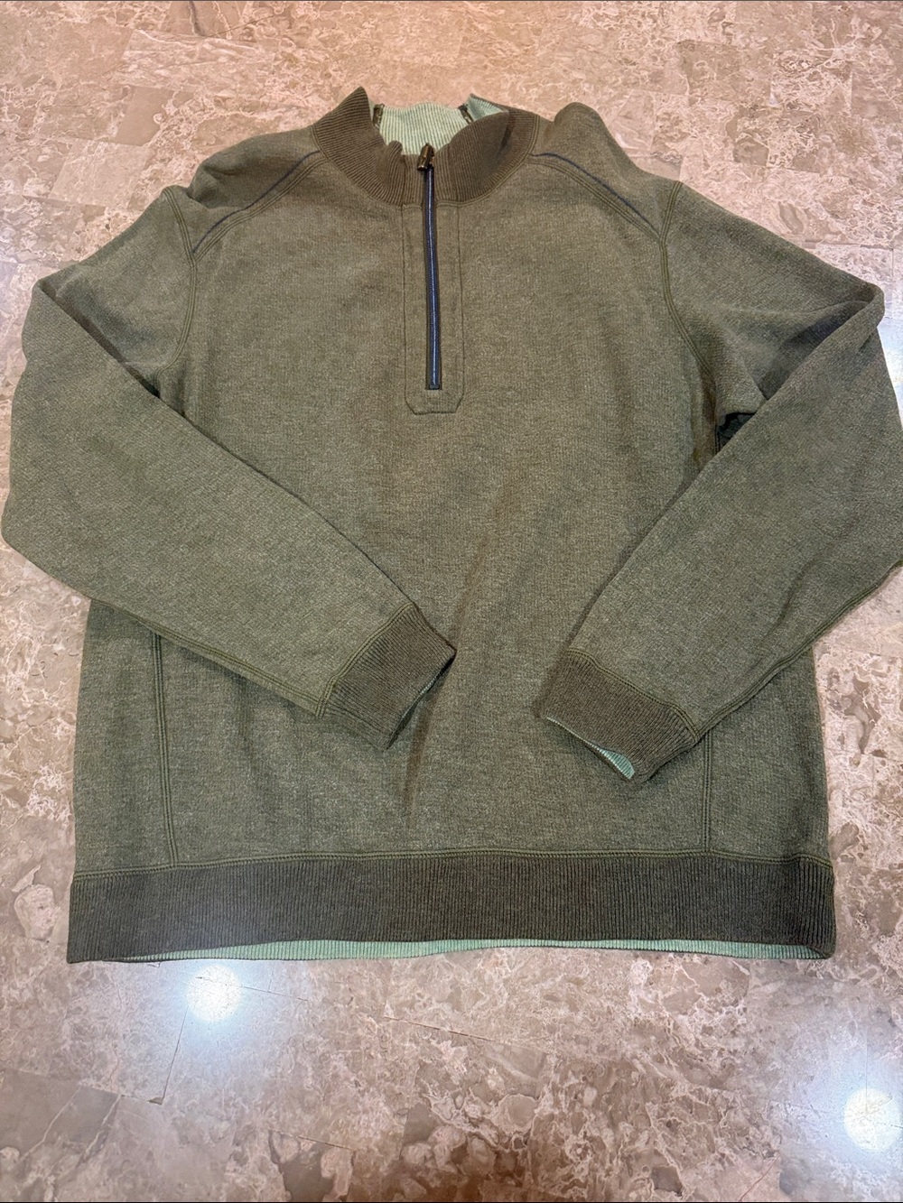 Tommy Bahama Olive Green Quarter-Zip Sweater